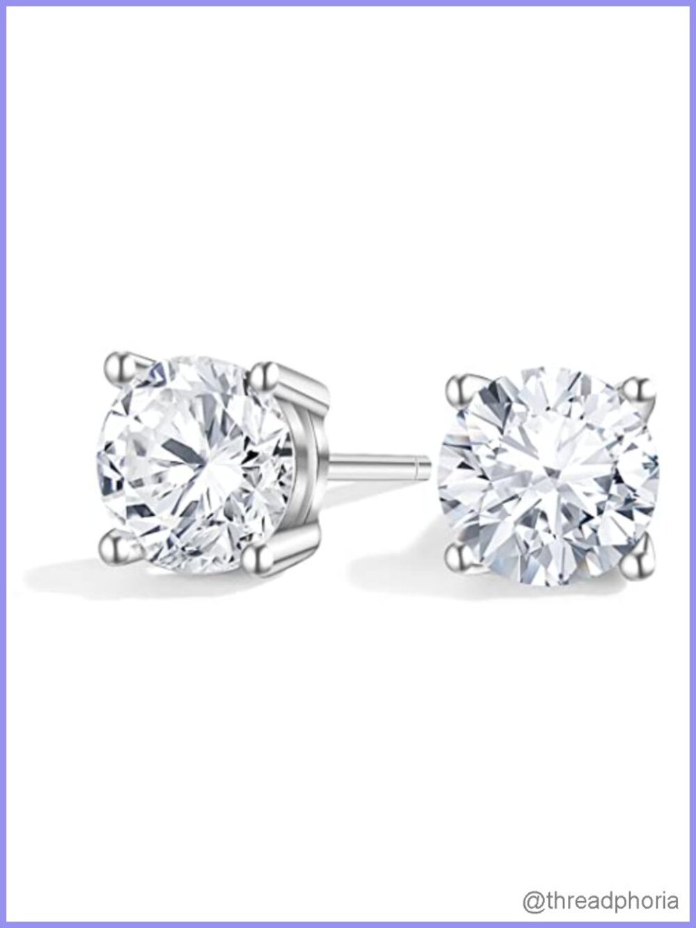 Moissanite Stud Earrings 925 Sterling Silver 18K White Gold Plated